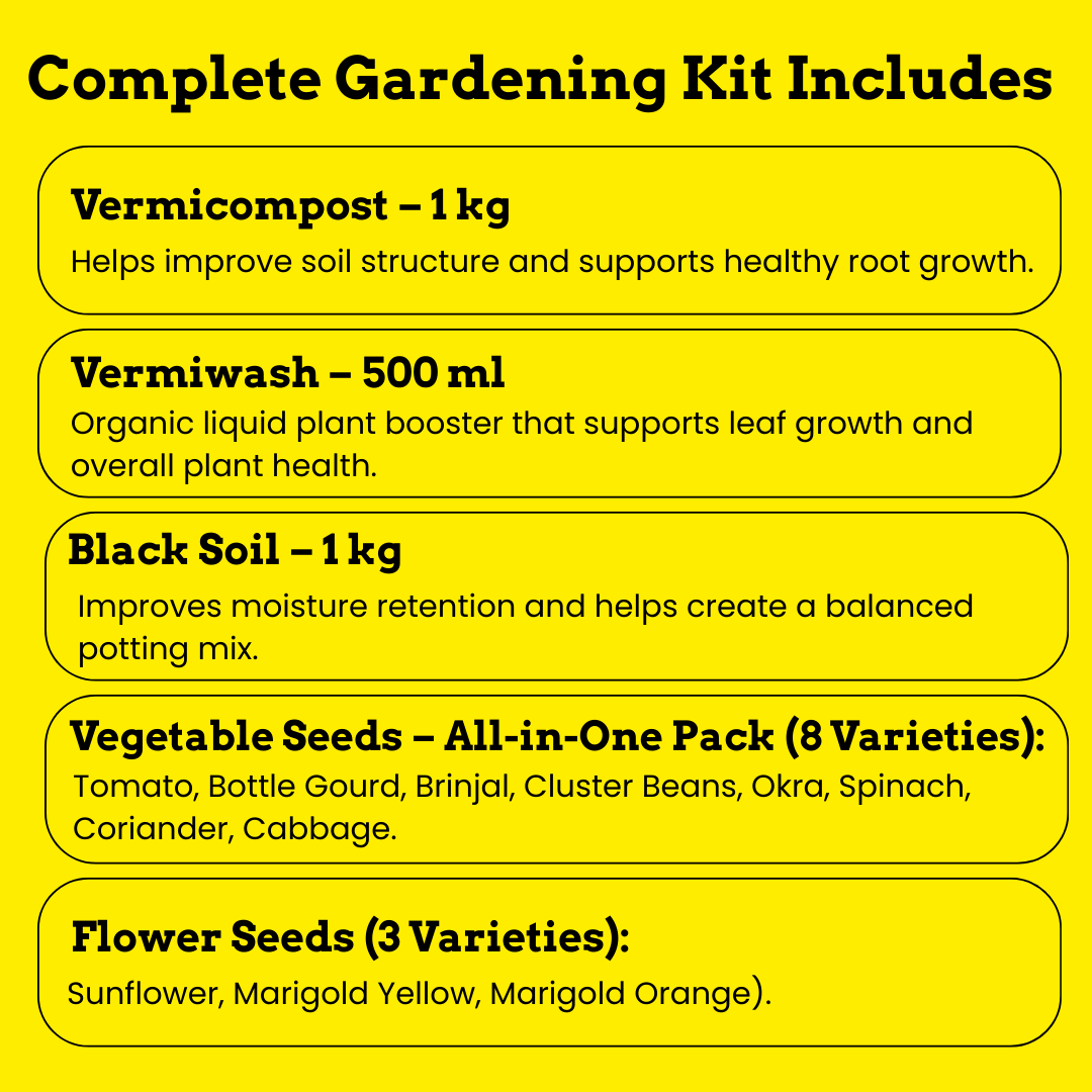 Complete Gardening Starter Kit for Home & Balcony Gardens | Budget Friendly Organics