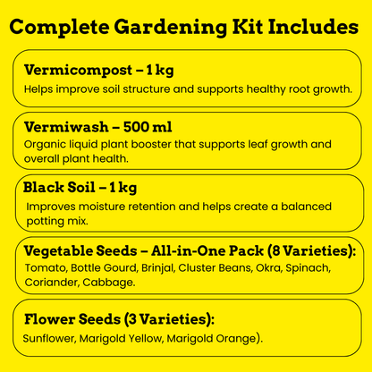 Complete Gardening Starter Kit for Home & Balcony Gardens | Budget Friendly Organics